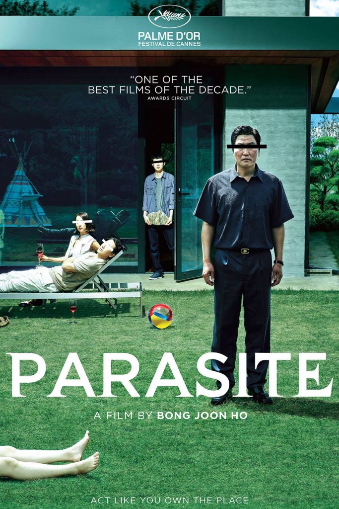 Cartaz do filme Parasita (2019). Como exemplo de filmes que abordam temas sociais